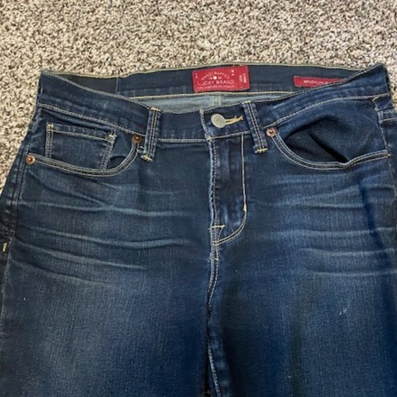 LUCKY BRAND Dark-Med Wash BLUE STRETCH Ankle JEANS * BROOKLYN SKINNY * sz 2 / 26 - Picture 3 of 12